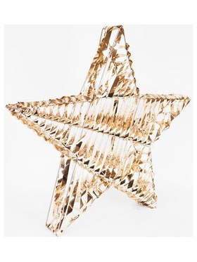 Φωτιζομενο Αστερι Χρυσο 60cm, 60 Led, Μπαταριας 3xaa, Timer, Ασημι Χαλκινο Καλωδιο, Θερμο Λευκο Led, Προεκταση Παροχης 30cm, Ip20