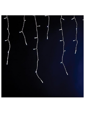 Βροχη, 175 led 3mm, 31v Μετασχηματιστη, Σταθερο, Διαφανο pvc Καλωδιο, Λευκο led + 20 Θερμα Λευκα Flash Led,  (H50 x W750cm, 3/4/5/2), Προεκταση Παροχης 3m, Ip44