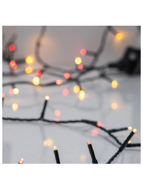 Σειρα, 240 led 3mm, 31v Μετασχηματιστη, 8 Προγραμματα & Μνημη, Πρασινο pvc Καλωδιο, Κοκκινο & Θερμο Λευκο Led(ανα Ένα), ανα 5cm, Προεκταση Παροχης 3m, Ip44