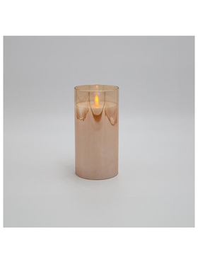 Κερι Μπαταριας, με Γυαλι, Μελι, με Χρονοδιακοπτη, 7,5x15cm