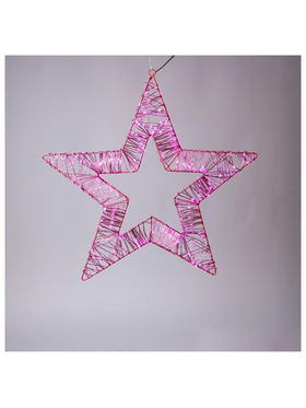 Αστερι Φωτιζομενο 45cm, 260 Μινι Led, 4,5v Μετασχηματιστη, ροζ Μεταλλικος Σκελετος, ροζ Χαλκινο Καλωδιο, ροζ Μινι Led, Προεκταση Παροχης 5m, Ip44