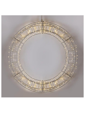 Στεφανι 50cm, 360 Led, 4,5v Μετασχηματιστη, Timer, Ασημι Μεταλλικος Σκελετος, Ασημι Χαλκινο Καλωδιο, Θερμο Λευκο Led, Προεκταση Παροχης 5m, Ip44