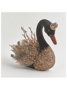 Βελουδινος Κυκνος, Μαυρος, με Χαλκινο Γκλιτερ, 28cm