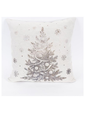Μαξιλαρι Μπεζ, με Μεταλλικο Τυπωμα Δεντρακι, 45x45cm