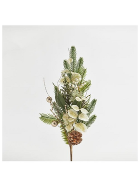Κλαδι με Σαμπανι και Λευκα Διακοσμητικα, 53cm