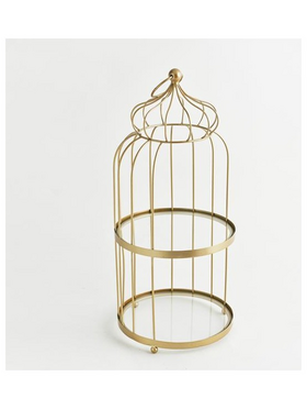 Κλουβι, με δυο Επιπεδα, Μεταλλικο, Χρυσο, 24x53x58cm