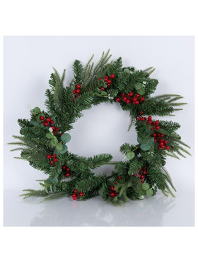 Στεφανι Πρασινο με Berries και Πρασινα Φυλλα, 60cm