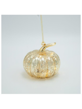 Γυαλινη Κολοκυθα Φωτιζομενη, Χρυση, 10.8cm