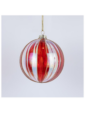 Γυαλινη Μπαλα, Διαφανη Ιριδιζουσα με Κοκκινο, σετ 2τμχ, 12cm