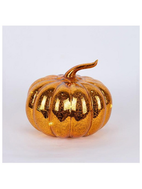 Γυαλινη Φωτιζομενη Κολοκυθα, Πορτοκαλι, 10.8cm