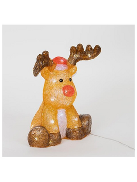 Ακρυλικο Ελαφι Καφε, 3,5v Μετασχηματιστη, 35 Λευκα led + 5 Λευκα Flash Led, Προεκταση Παροχης 5m, 23x19x30cm, Ip44