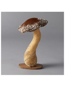 Βελουδινο Μανιταρι, Καφε, με Γκλιτερ, 14x14x22cm