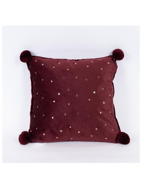 Μαξιλαρι, Μπορντο Βελουδο μe Χρυσα Αστερακια, 45x45cm