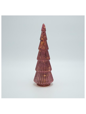 Γυαλινο Δεντρακι, Κοκκινο Μεταλλιζε, Φωτιζομενο, 8,5x26cm