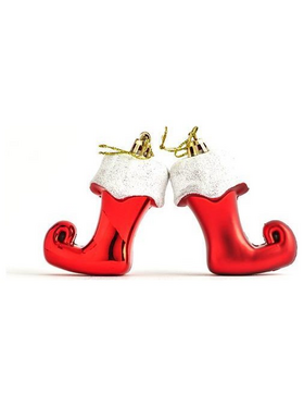 Στολιδι Μποτες Πλαστικες, Κοκκινες, 2 ματ και 2 Γυαλιστερες, σετ 4τμχ, 8cm