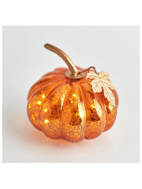 Γυαλινη Φωτιζομενη Κολοκυθα, Χαλκινη, 12cm