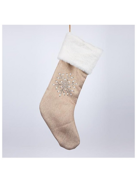 Καλτσα, Σαμπανι με Λευκες Περλες, 25x45cm