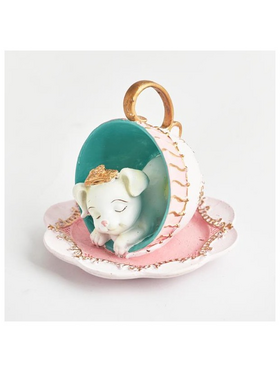 Διακοσμητικη Κουπα με Σκυλακι, ροζ , 10x11cm