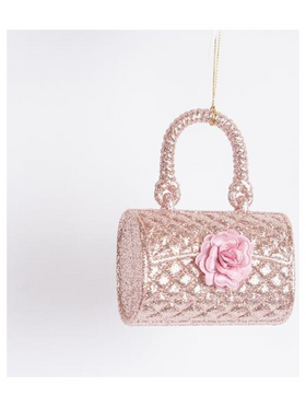 Ακρυλικο Στολιδι, Τσαντα, ροζ με Γκλιτερ, 11,5cm