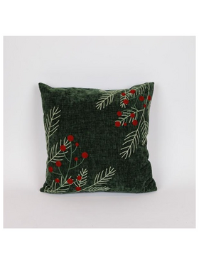 Μαξιλαρι, Πρασινο Βελουδο, με Γκι, 45x45cm