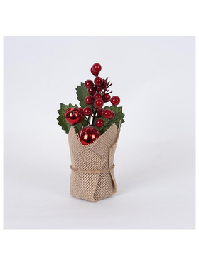 Display Box, Γλαστρακι με Κοκκινη Μπαλιτσα και Κοκκινα Berries, 12tmx, 20cm