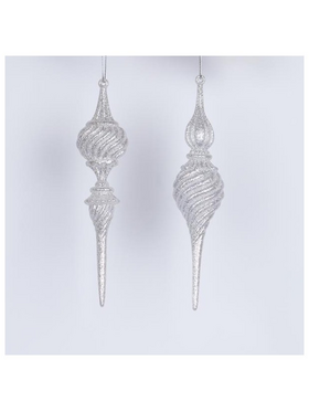 Ακρυλικος Σταλακτιτης, Λευκο με Γκλιτερ, 2 Σχεδια, 19cm