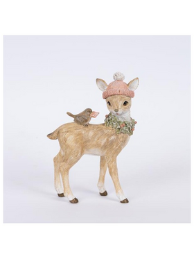 Διακοσμητικο Πολυρεζιν, Ελαφακι με Πουλακι, 10,5x4,5x15,5cm
