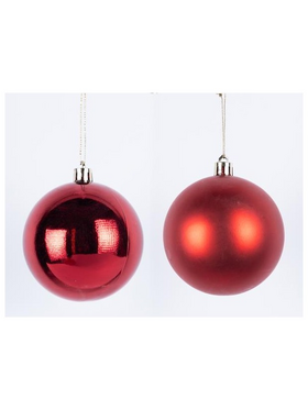 Μπαλα Πλαστικη, Κοκκινη, Γυαλιστερη και Ματ, σετ 6τμχ, 8cm (Top 120)