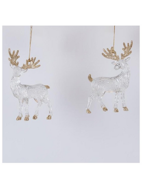 Ταρανδακια Ακρυλικα, με Σαμπανι Γκλιτερ, 2 Σχεδια, 13cm