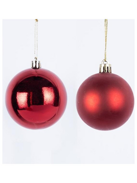 Μπαλα Πλαστικη, Κοκκινη, Γυαλιστερη και Ματ, σετ 6τμχ, 6cm (Top 120)