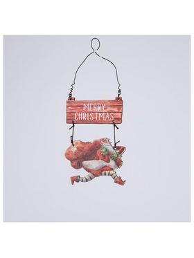 Ξυλινο Στολιδι, Αγιος Βασιλης με Σακο, 0.4x9x13cm