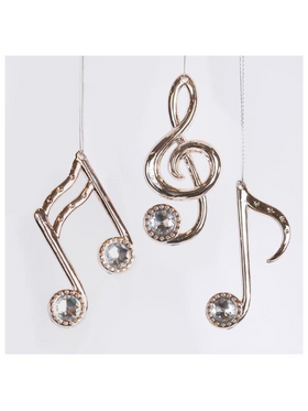 Στολιδι Ακρυλικο, Μουσικες Νοτες, ροζ Χρυσο, 14,5cm