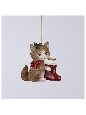 Στολιδι Πολυρεζιν, Γατουλα με Κοκκινο Φιογκο, 10,5x5,5x10,5cm