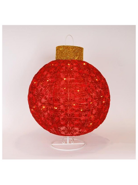 Φωτιζομενη Χριστουγεννιατικη Kokkinh Mπαλα, με Βαση, 4,5v Μετασχηματιστη, 50 Θερμα Λευκα Mini Led, 45x45x60cm, Προεκταση Παροχης 3m, Ip44