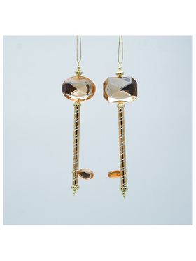 Κλειδι Πλαστικο, Χρυσο με Χρυσο Πετραδι, 2 Σχεδια, 4.3x1.3x15.5cm