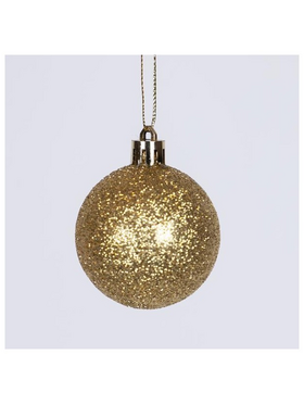 Μπαλα Πλαστικη, Χρυση, Γκλιτερ, σετ 6τμχ, 8cm (Top 120)