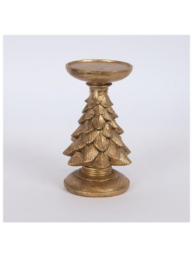 Διακοσμητικο Κηροπηγιο, Χριστουγεννιατικο Δεντρο, Χρυσο, 8x12cm