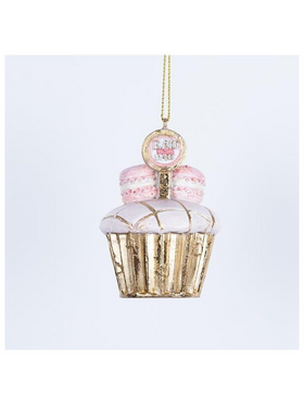 Στολιδι Πολυρεζιν, cup Cake, Χρυσο με Ροζ, 4.5x7cm