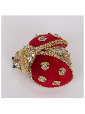 Πασχαλιτσα Κοκκινη Βελουδινη με Χρυσα Διακοσμητικα, 5x9χ13cm