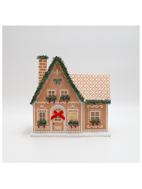 Χαρτινο Σπιτακι, Μπεζ, Φωτιζομενο, 20.5x11x20.5cm