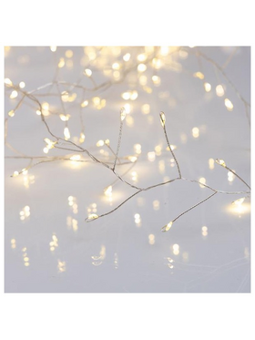 Cluster 4,4m, 480 Led, 27v Μετασχηματιστη, Σταθερο, Ασημι Χαλκινο Καλωδιο, Θερμο Λευκο Led, Προεκταση Παροχης 5m, Ip44