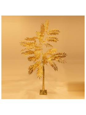 Χρυσο Δεντρο με Πλατυ Φυλλο 1,8m, 4,5v Μετασχηματιστη, 140 Θερμα Λευκα Mini Led, Προεκταση Παροχης 3m, Ip44