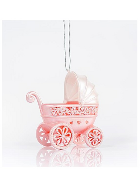 Καροτσι Ακρυλικο, Ροζ, με Glitter, 11x10cm