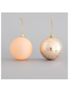 Πλαστικη Μπαλα, Ροζ, σετ 6 τμχ (3 Ματ, 3 εφε Μεταξι), 8cm