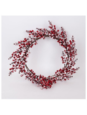 Στεφανι με Κοκκινα Χιονισμενα Berries, 45cm