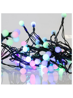 Σειρα, 80 led 5mm, 4,5v, Λευκες Μπαλες, με Μετασχηματιστη, Πρασινο Καλωδιο, Rgb, Multi led ανα 10cm, Προεκταση Παροχης 300cm, Ip44