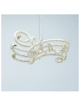 Ακρυλικο Στολιδι, Νοτες σε Πενταγραμμο, Χρυσο με Περλα, 13.7x1.1x7cm