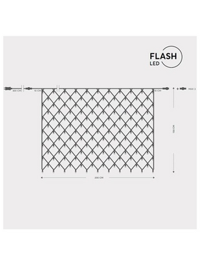 Διχτυ,240 led 3mm,36v,επεκτας ωσ 3,μετασχημ/στη,προεκτ Παροχης 300cm, Πρασινο Καλωδιο,θερμο Led,24 Λευκα Flash Led,200x150cm,ιρ44