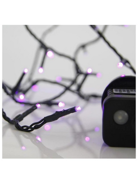 Σειρα, 100 led 3mm, 31v, 8 Προγραμματα,μετασχηματιστη με Μνημη, Προεκταση Παροχης 300cm, Πρασινο Καλωδιο, μωβ Led, ανα 5cm, Ιρ44