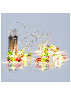 Σειρα, 10 led 5mm, με Ακρυλικα Αυτοκινητα 3,7cm, Μπαταριας 2xaa, Διαφανο pvc Καλωδιο, Θερμο Λευκο Led, ana 10cm, Προεκταση Παροχης 50cm, Ip20